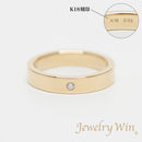 リング 平打ちリング K18 幅3.5mm ダイヤ付