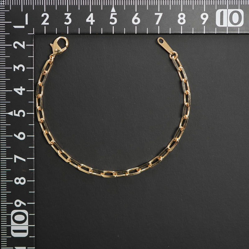粗目小豆ブレスレット K18 幅3.8mm 1.2φ 16cm 小豆 チェーン