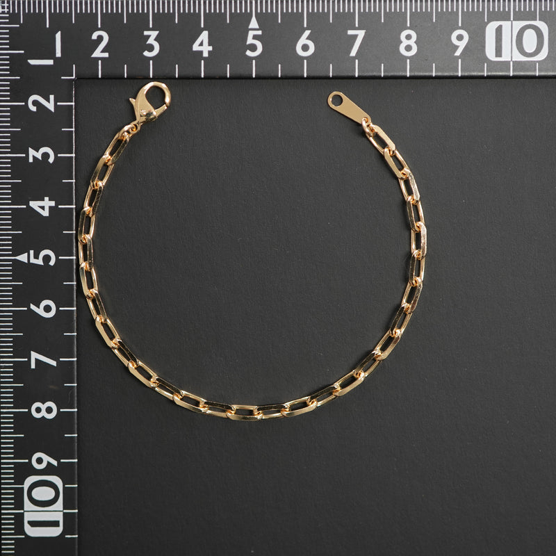 粗目小豆ブレスレット K18 幅3.8mm 1.2φ 17cm 小豆 チェーン
