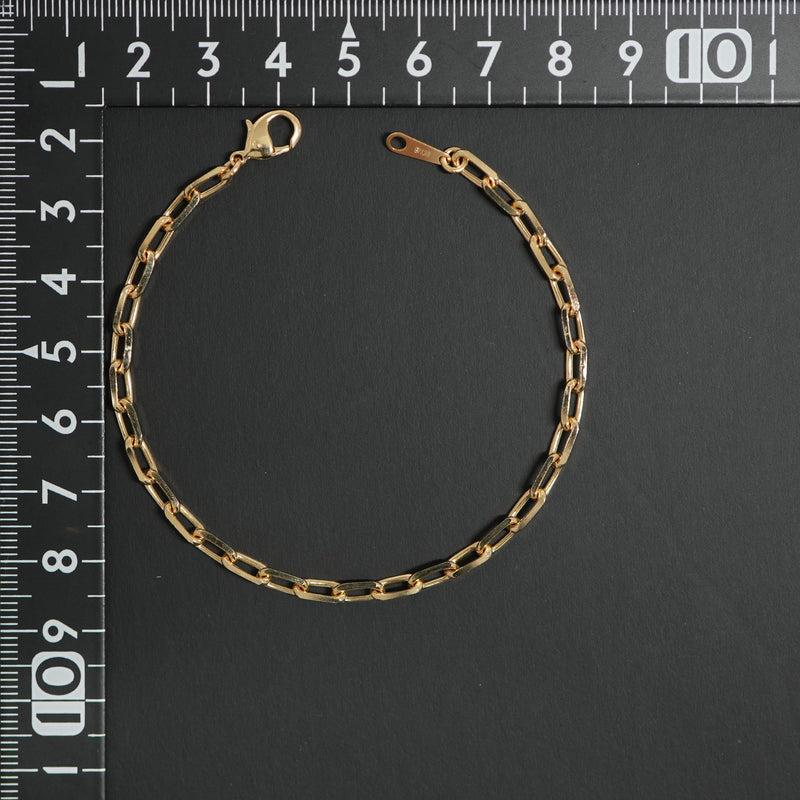 粗目小豆ブレスレット K18 幅3.8mm 1.2φ 19cm 小豆 チェーン