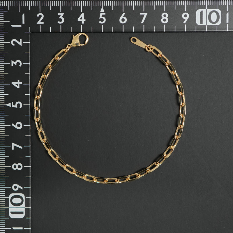 粗目小豆ブレスレット K18 幅3.8mm 1.2φ 20cm 小豆 チェーン