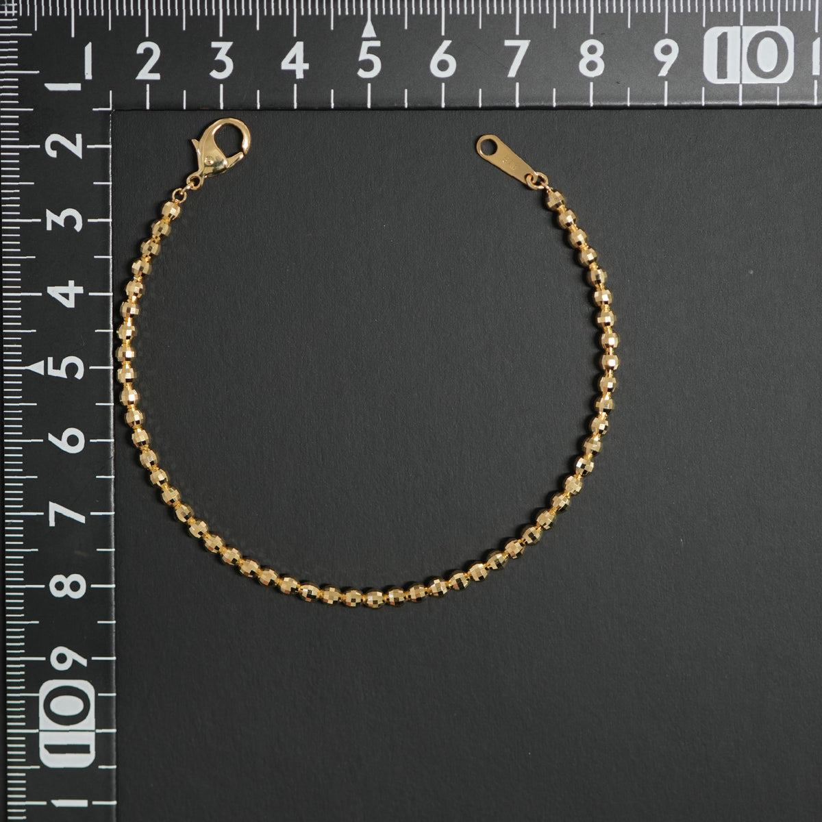 ミラーカットボール ブレスレット K18 幅3mm 17cm