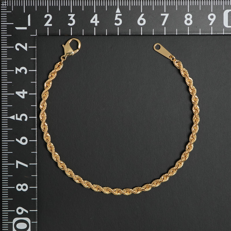 K18 ブレスレット17cm パイプロープ ブレスレット K18 幅3mm 17cm