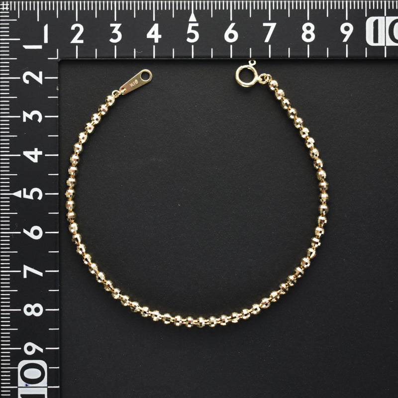 ミラーカットボールブレスレット K18 幅3mm 18cm