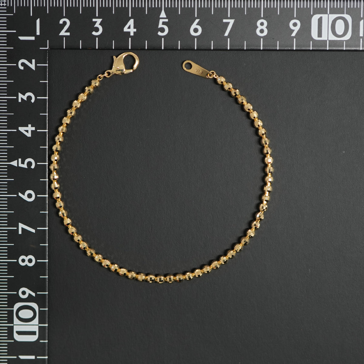 ミラーカットボール ブレスレット K18 幅3mm 19cm