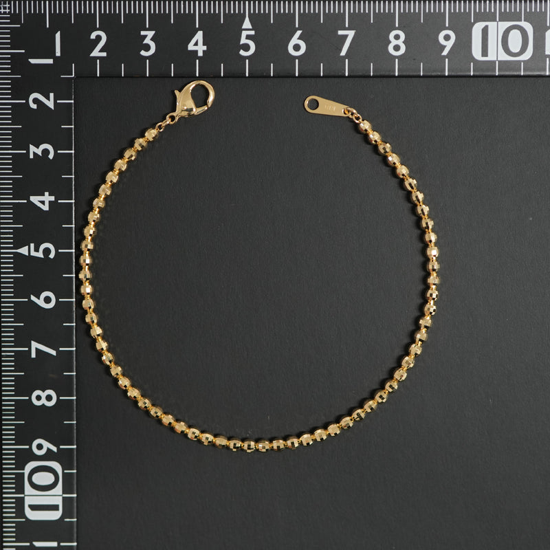 ミラーカットボールブレスレット K18 幅3mm 20cm