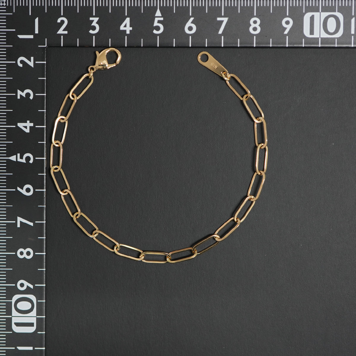 シングルチェーン ブレスレット K18 幅4.0mm 0.7角線 18cm