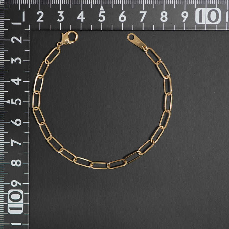 シングルチェーン ブレスレット K18 幅4.0mm 0.7角線 18cm