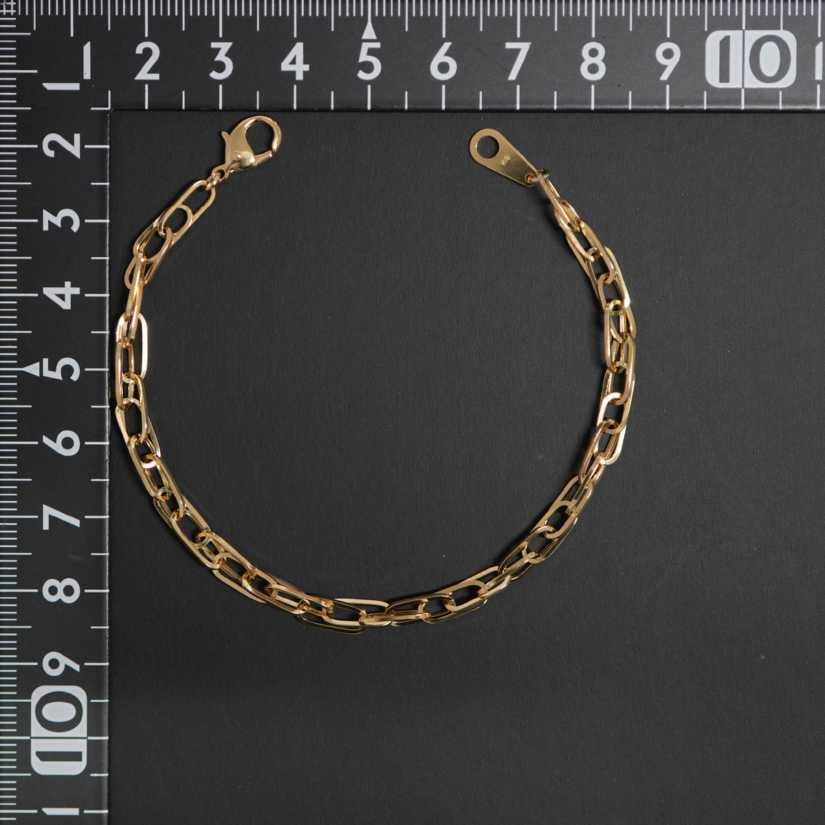 18金ブレスレット 小豆チェーン ダブル小豆チェーン ブレスレット K18 幅4.0mm 0.7角線 18cm