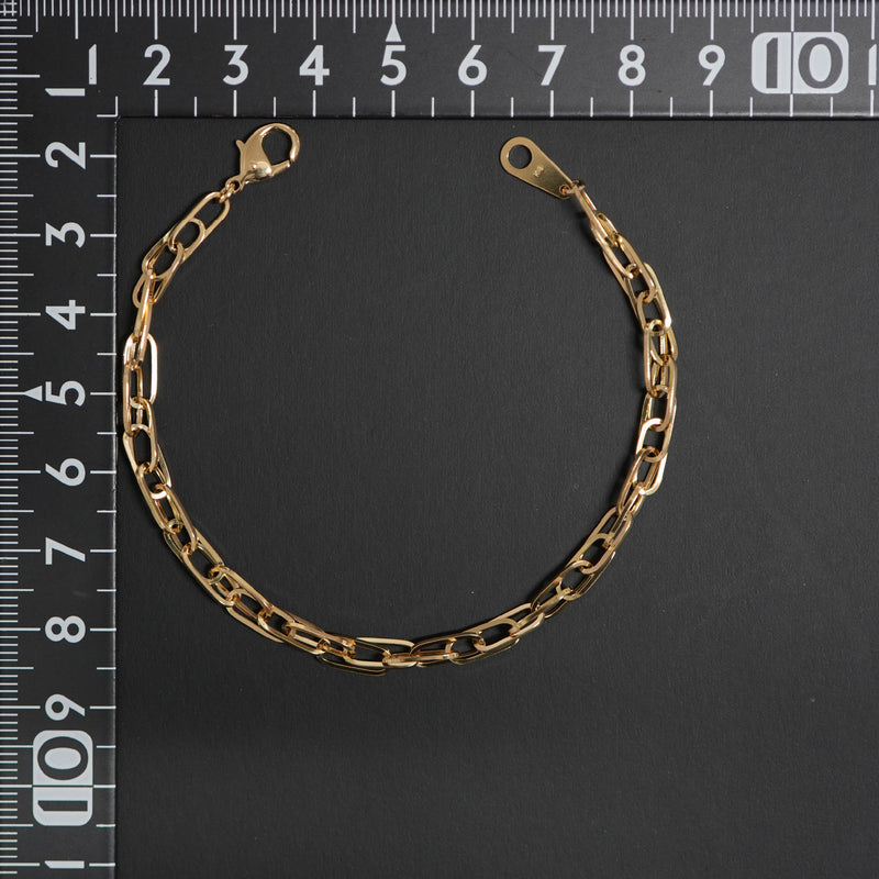 ダブル小豆チェーン ブレスレット K18 幅4.0mm 0.7角線 18cm