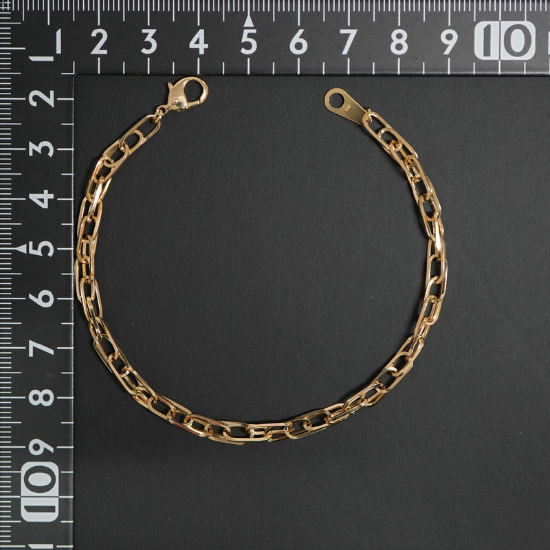 ダブル小豆チェーン ブレスレット K18 幅4.0mm 0.7角線 20cm