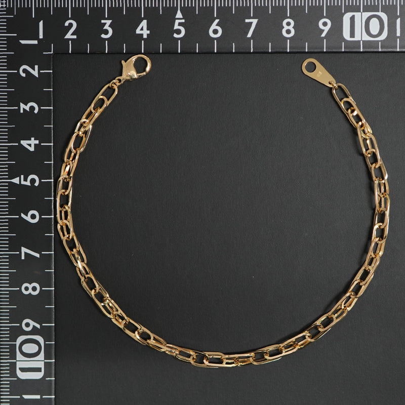ダブル小豆チェーン アンクレット K18 幅4.0mm 0.7角線 23cm