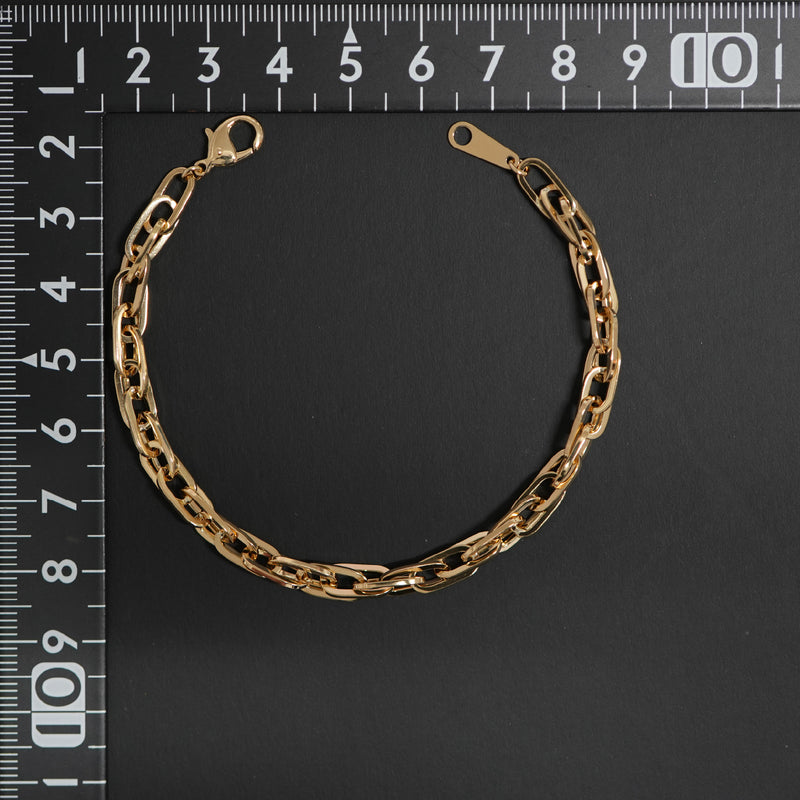 ダブル小豆チェーン ブレスレット K18 幅4.7mm 1.0角線 18cm