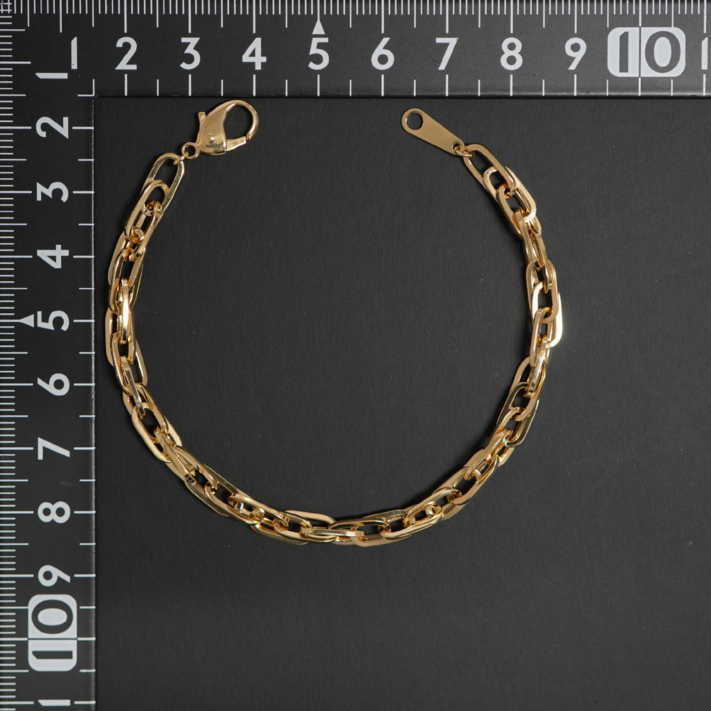 ダブル小豆チェーン ブレスレット K18 幅4.7mm 1.0角線 18cm