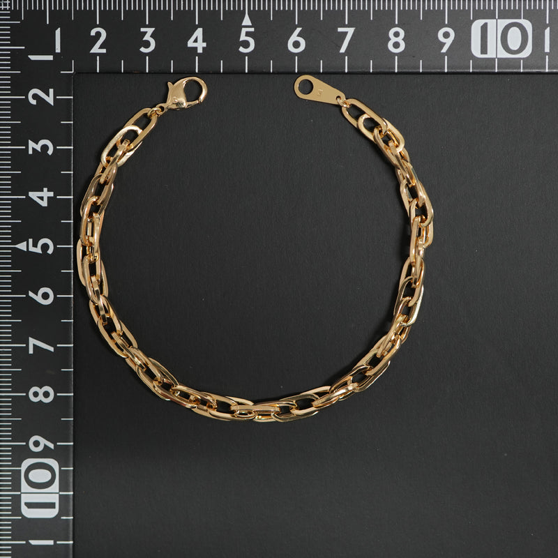 ダブル小豆チェーン ブレスレット K18 幅4.7mm 1.0角線 19cm