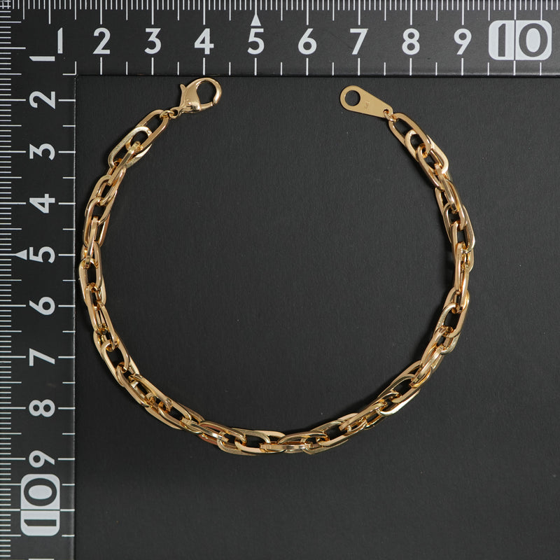 ダブル小豆チェーン ブレスレット K18 幅4.7mm 1.0角線 20cm