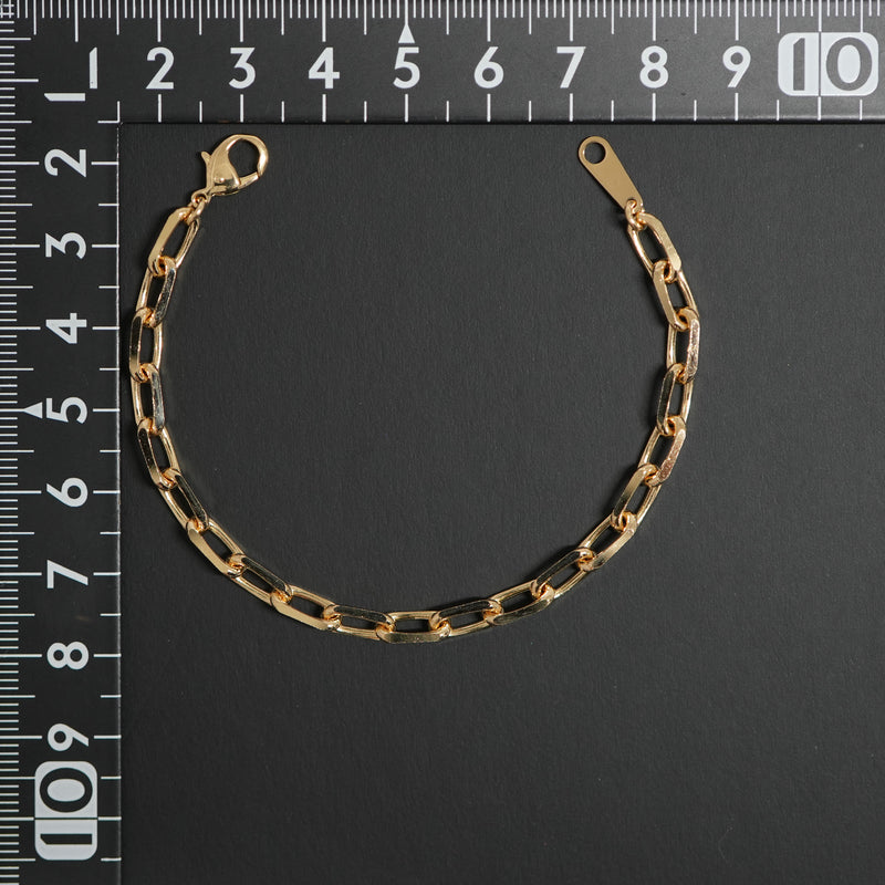 粗目小豆ブレスレット K18 幅4.8mm 1.5φ 16cm 小豆 チェーン