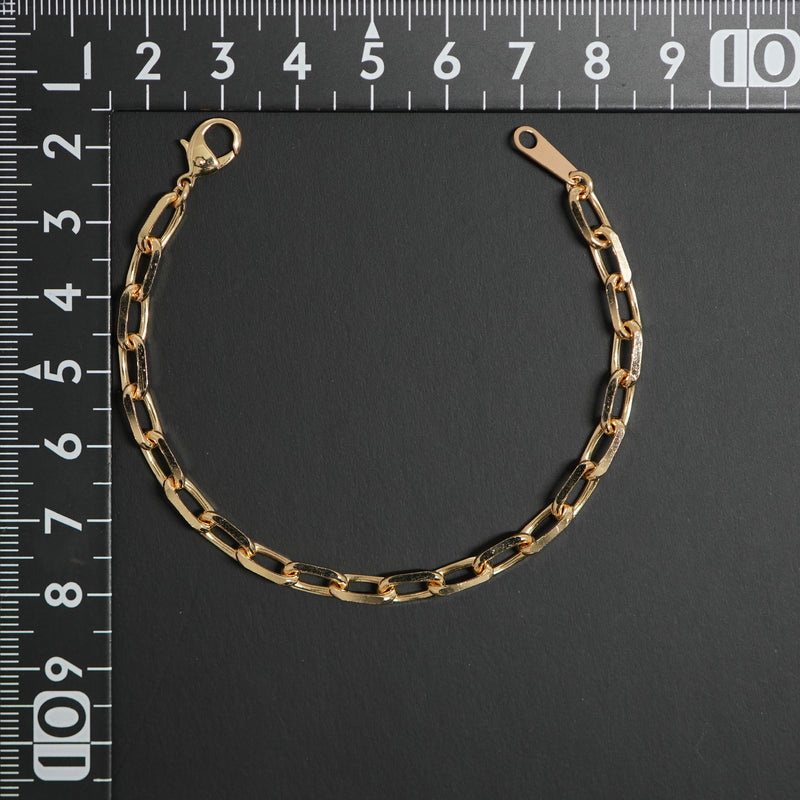 粗目小豆ブレスレット K18 幅4.8mm 1.5φ 17cm 小豆 チェーン