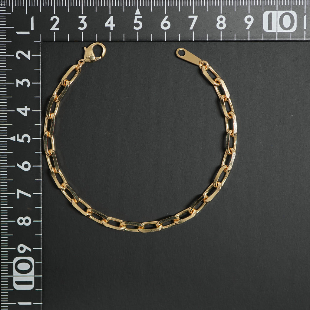 K18PG 小豆チェーンブレスレット 18cm 粗目小豆チェーン ブレスレット K18 幅4.8mm 1.5φ 18cm