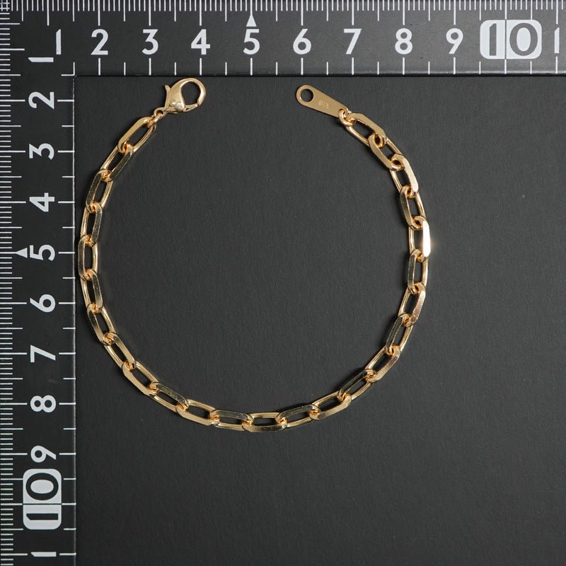粗目小豆ブレスレット K18 幅4.8mm 1.5φ 19cm 小豆 チェーン