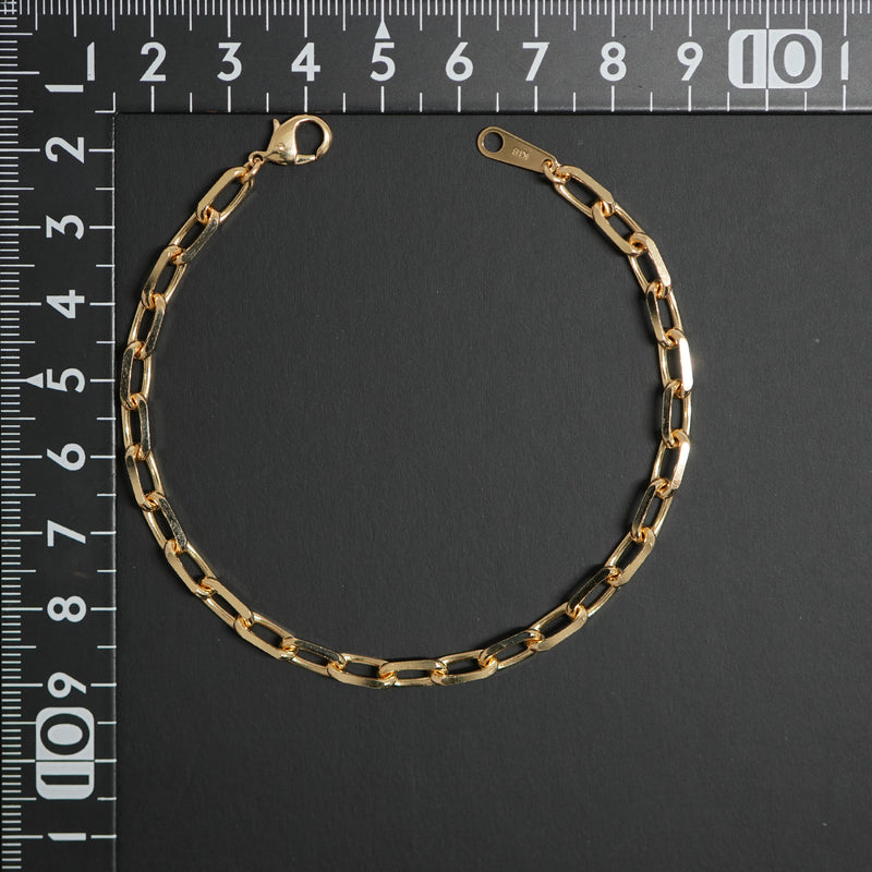 粗目小豆ブレスレット K18 幅4.8mm 1.5φ 20cm 小豆 チェーン