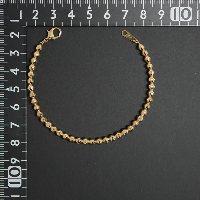 ミラーカットボールブレスレット K18 幅4mm 17cm