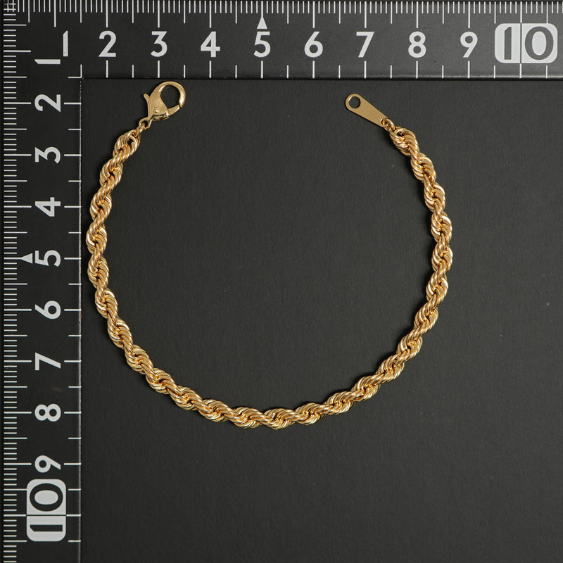 K18 17cm ロープブレスレット18金 パイプロープ ブレスレット K18 幅4mm 17cm