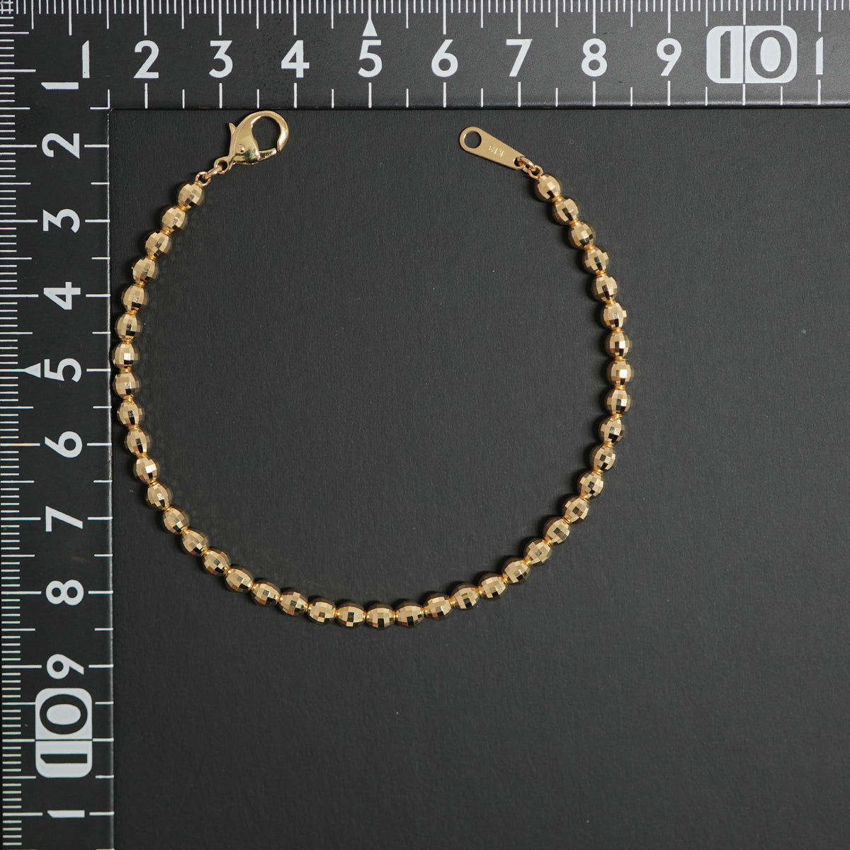 ミラーカットボール ブレスレット K18 幅4mm 18cm