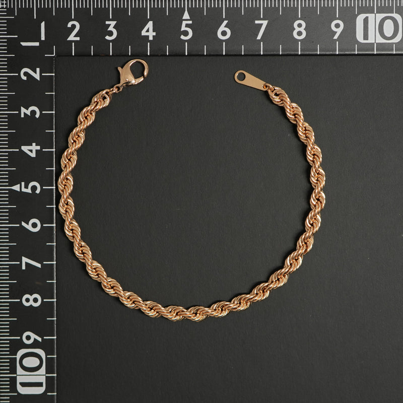 パイプロープ ブレスレット K18 ピンクゴールド 幅4mm 18cm