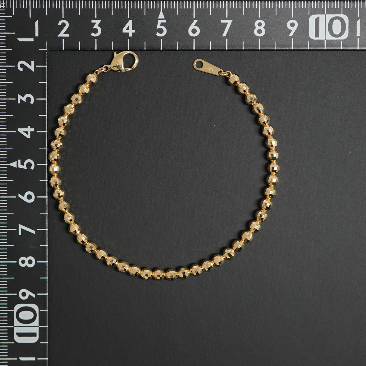 K18 ミラーカットボール ブレスレット 4mm幅 7.5g 18cm 新品 ミラーカットボール ブレスレット K18 幅4mm 19cm