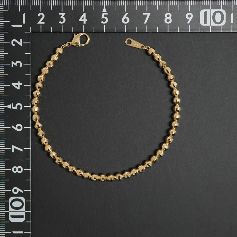 ゴールド　ブレスレット 18k ミラーカット ミラーカットボールブレスレット K18 幅3mm 19cm