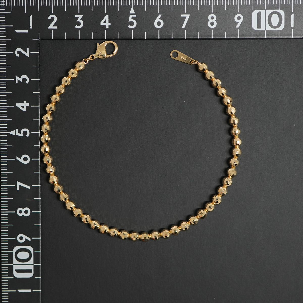 ミラーカットボール ブレスレット K18 幅4mm 20cm
