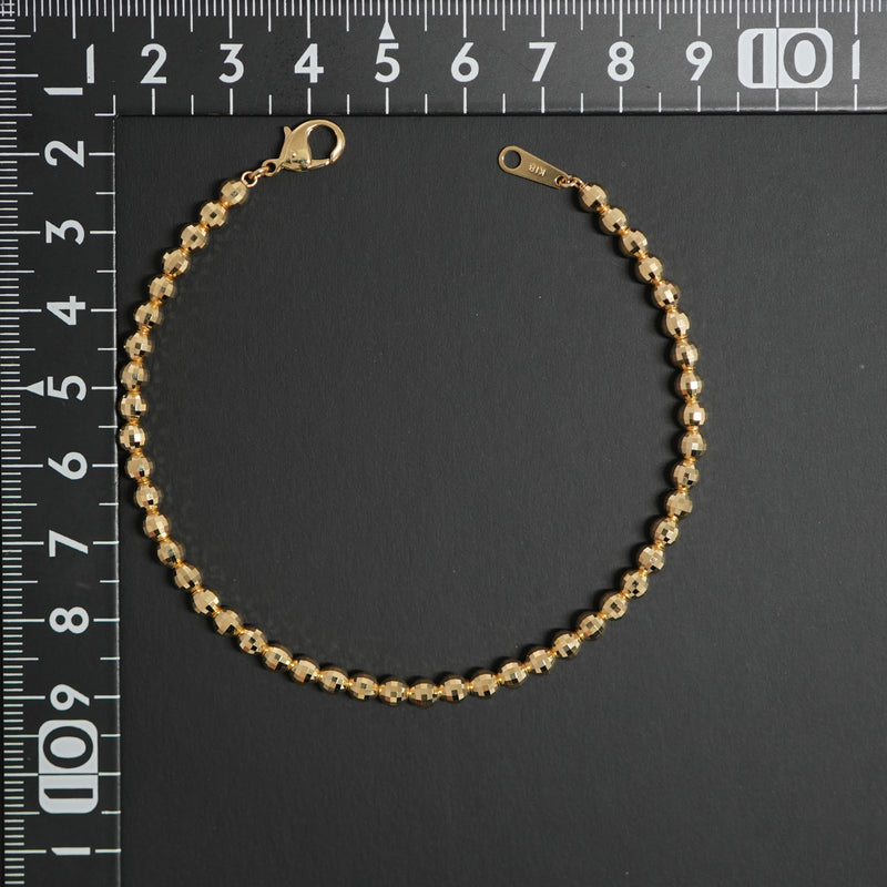 ミラーカットボールブレスレット K18 幅4mm 20cm
