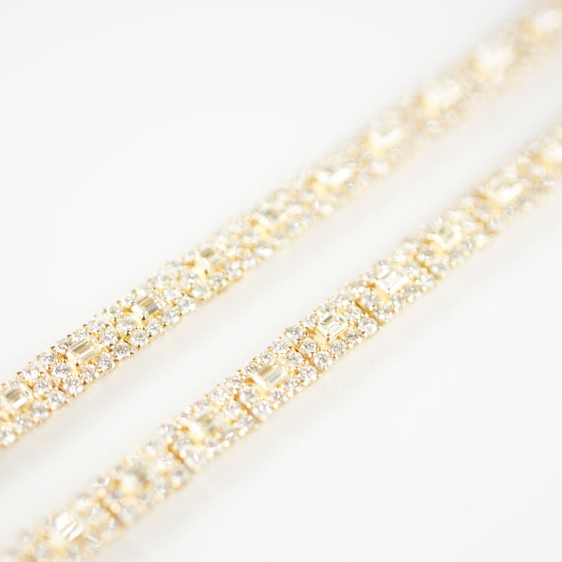 ダイヤモンド付ネックレス(全周) K18枠 幅5.8mm 42.5cm トータル18.21ct カラー:J〜L クラリティ:VS-1〜SI-1 (脇石 カラー:G〜I クラリティ:VS-1〜SI-1 カット:VG〜G) ※ダイヤモンドのグレードは目安となります※