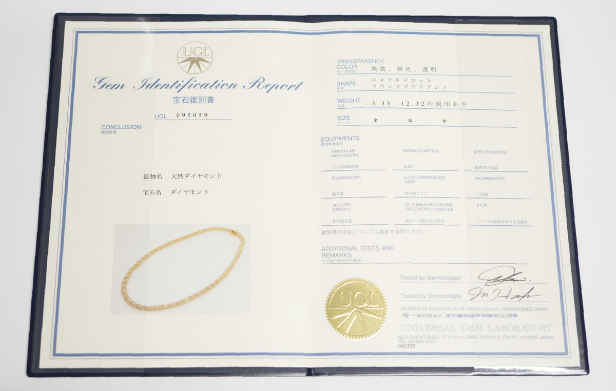 ダイヤモンド付ネックレス(全周) K18枠 幅約5.8mm 45.5cm トータル