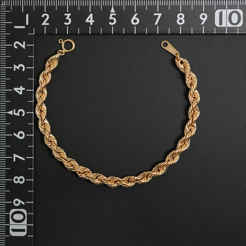 パイプロープブレスレット K18 幅5mm 17cm ロープ チェーン