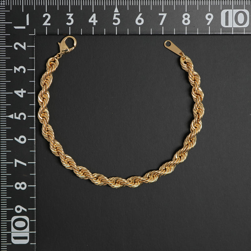 K18 17cm ロープブレスレット18金 パイプロープ ブレスレット K18 幅5mm 17cm