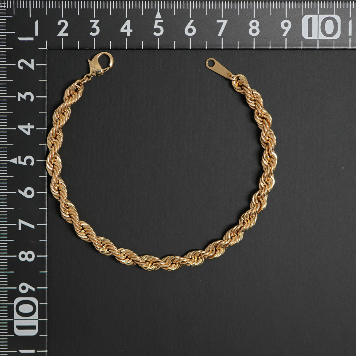 ［リオン］18金　ロープチェーンブレスレット パイプロープブレスレット K18 幅5mm 18cm ロープ チェーン
