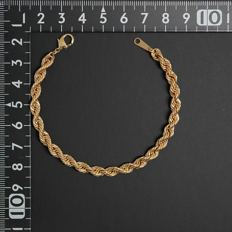 18金　18cm ロープブレスレット K18 パイプロープ ブレスレット K18 幅5mm 18cm