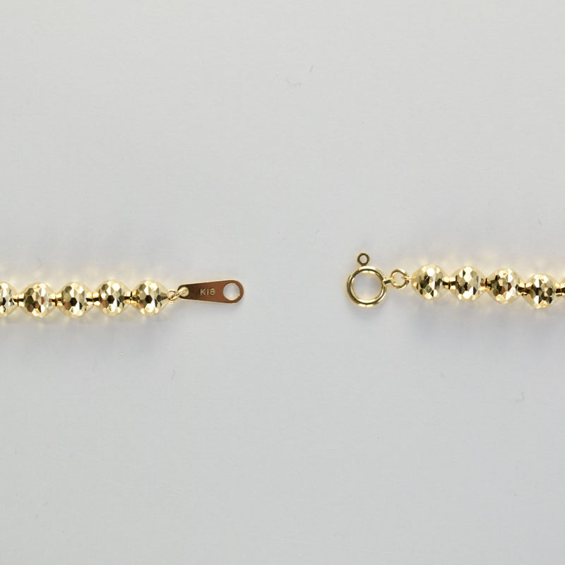 シャンデリアカットボールブレスレット K18 幅5mm 18cm