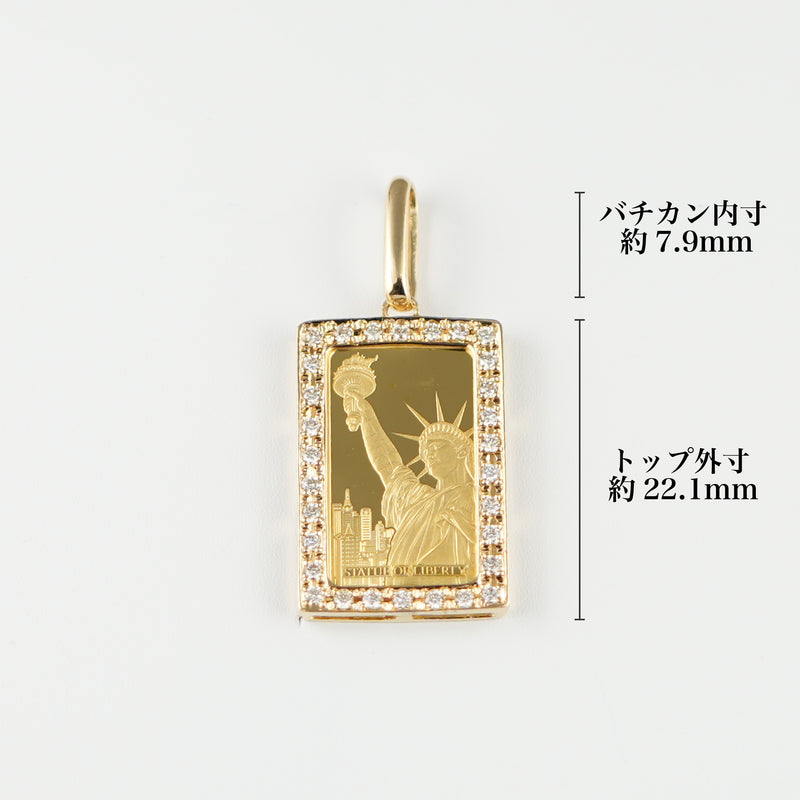 ペンダントトップ K24 PAMPリバティインゴット 2g K18 枠付 (Type-DM)