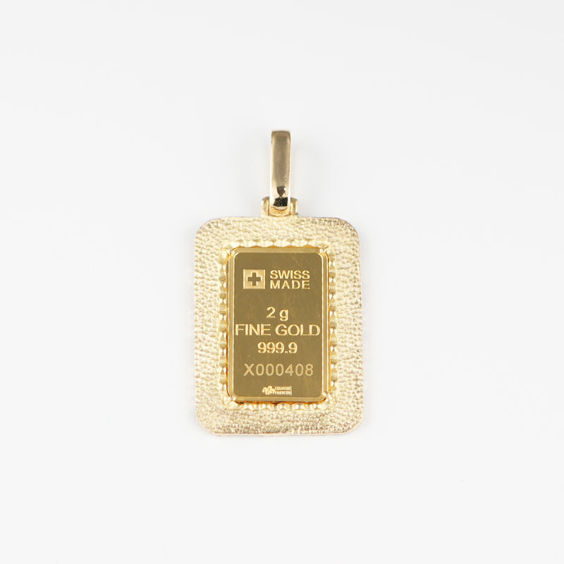 ペンダントトップ K24 PAMPリバティインゴット 2g K18 枠付 (Type-RM)