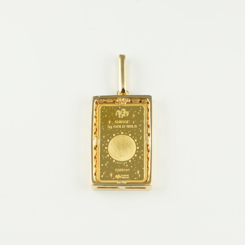 ペンダントトップ K24 PAMPホース インゴット 5g K18 枠付 ダイヤ付 (Type-DM)