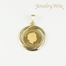ペンダントトップ K24 ツバルホース コイン 1/10oz K18 枠付 (Type-GR) リバーシブルタイプ