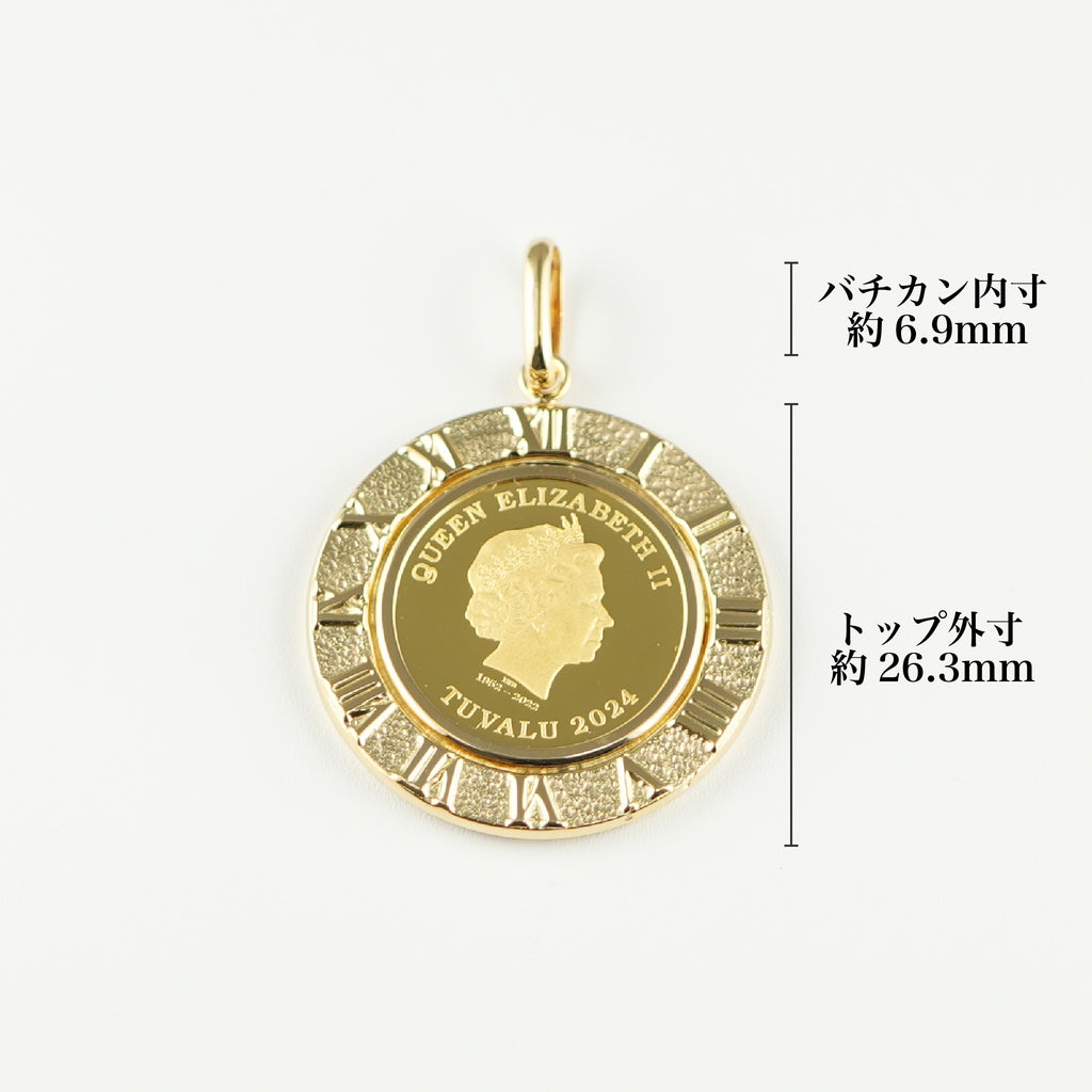 K24/K18ペンダントトップ(純金/1/30ozコイン/巳モチーフ