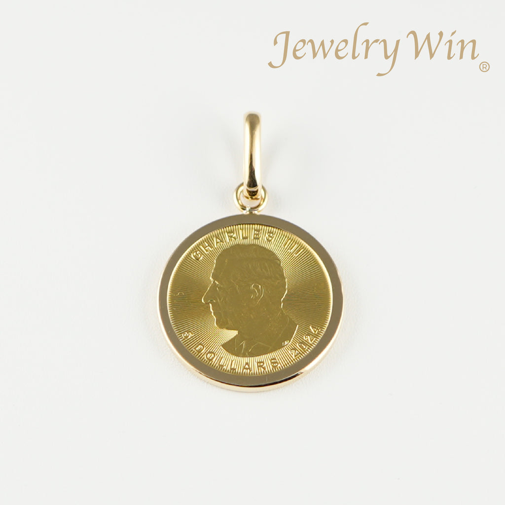 ペンダントトップ K24 メイプルリーフ コイン 1/10oz K18 枠付 (Type-SP) ※リバーシブルタイプ(チャールズ3世仕様)