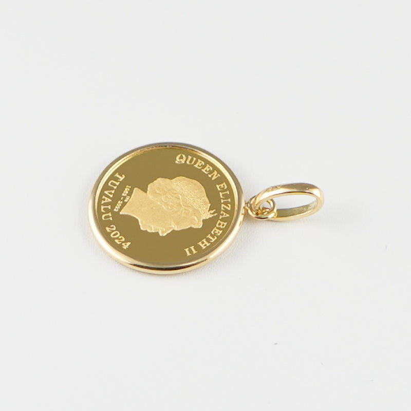 ペンダントトップ K24 ツバルホース コイン 1/25oz K18 枠付 (Type-SP)