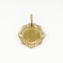 ペンダントトップ K24 メイプルリーフ コイン メイプルリーフ表 1/2oz K18 枠付 ダイヤ付 (Type-CR1)※チャールズ３世