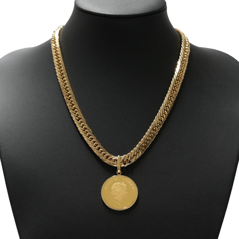 ペンダントトップ K24 ツバルホース コイン 1/2oz K18 枠付 (Type-SP) ※リバーシブルタイプ(エリザベス仕様)