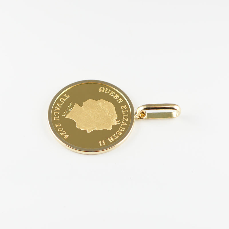 ペンダントトップ K24 ツバルホース コイン 1/2oz K18 枠付 (Type-SP